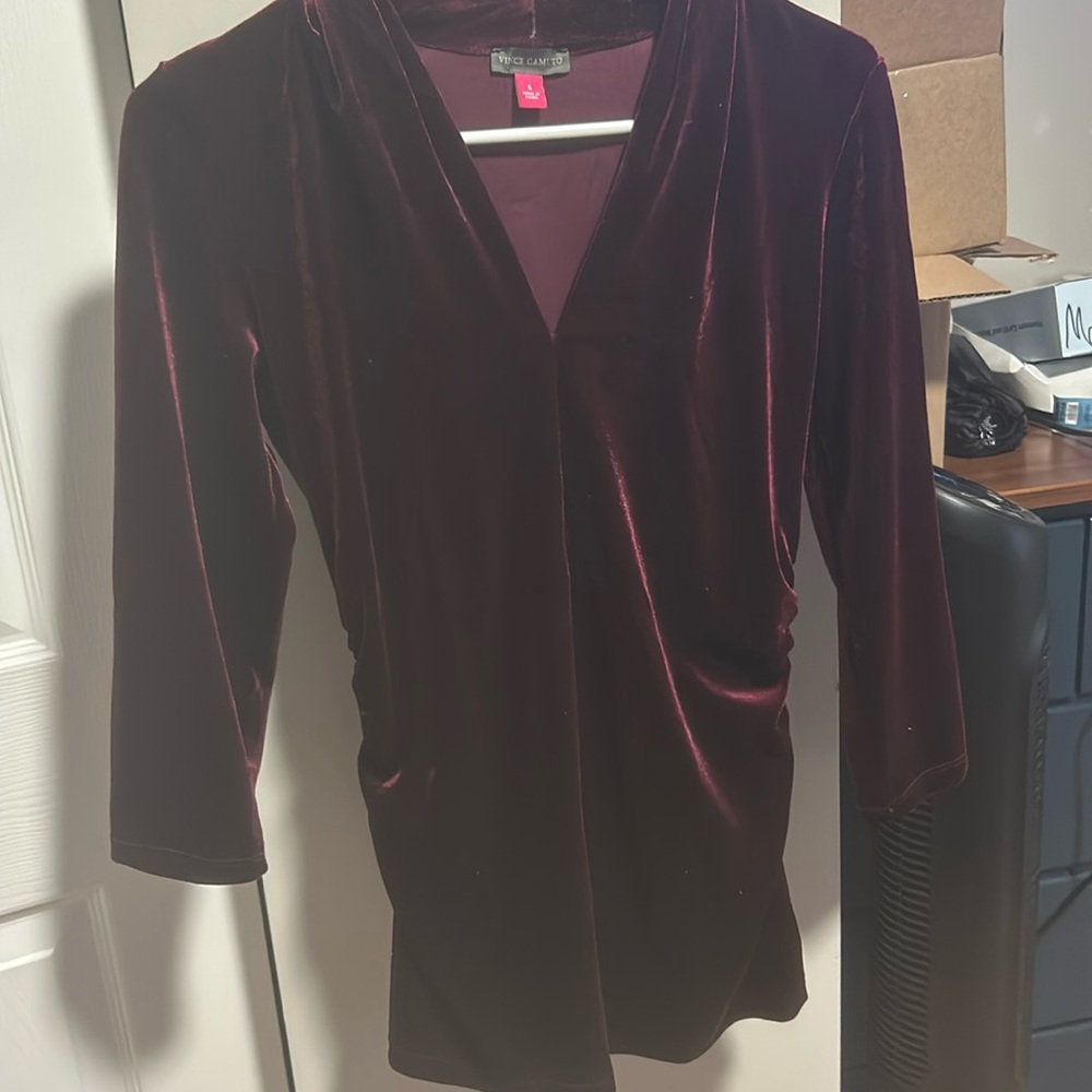Velvet V neck top